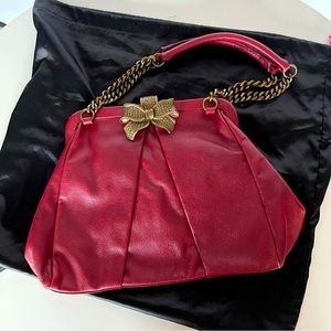 Betsey Johnson Rare red purse with metal bow clasp